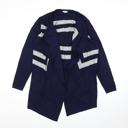 Text Womens Blue Striped  Cardigan Jumper Size M