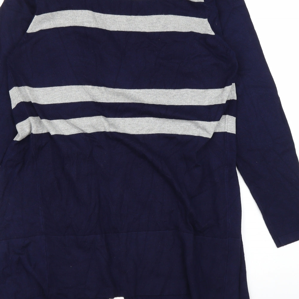 Text Womens Blue Striped  Cardigan Jumper Size M