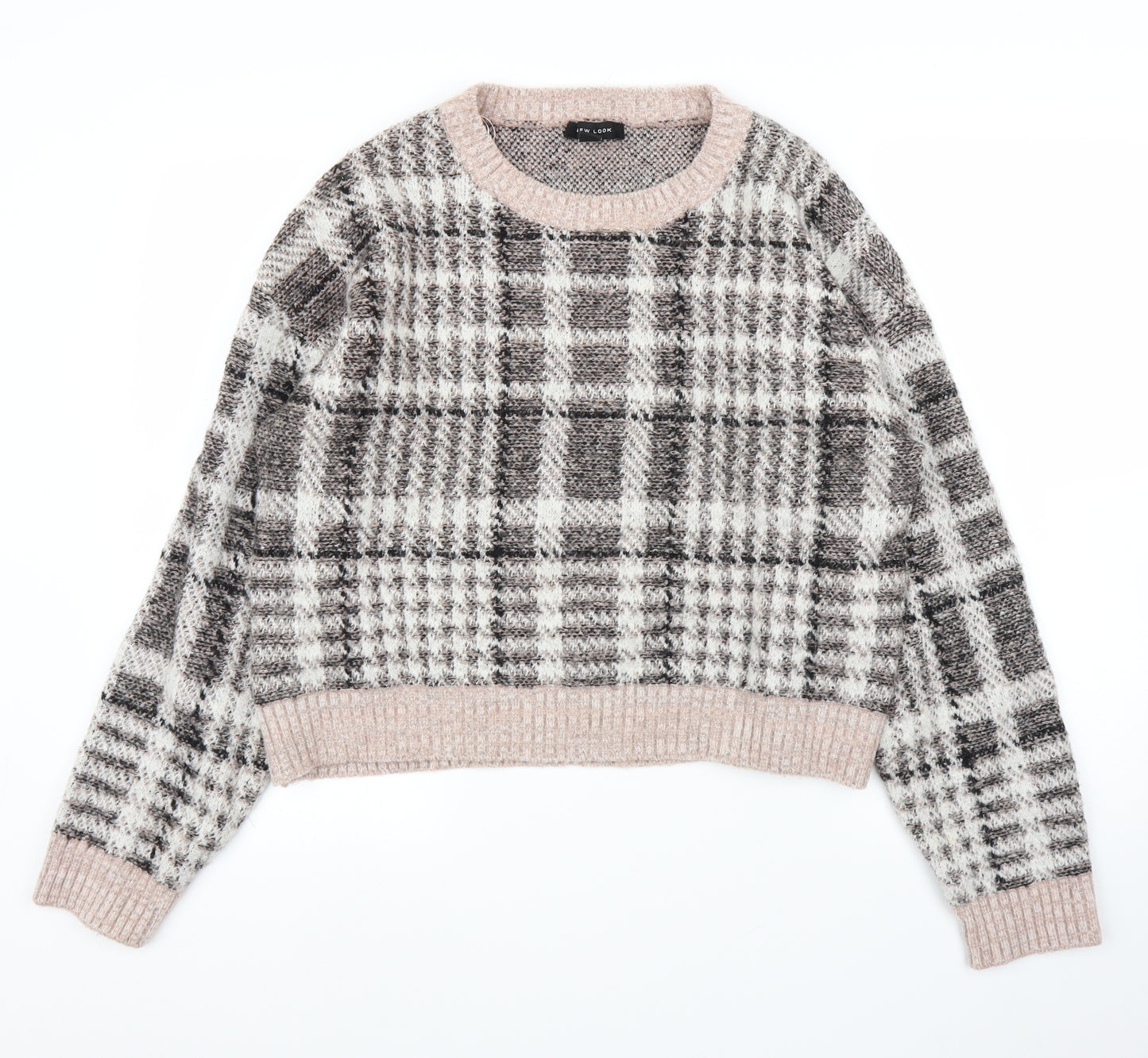 New Look Womens Pink Plaid  Pullover Jumper Size L