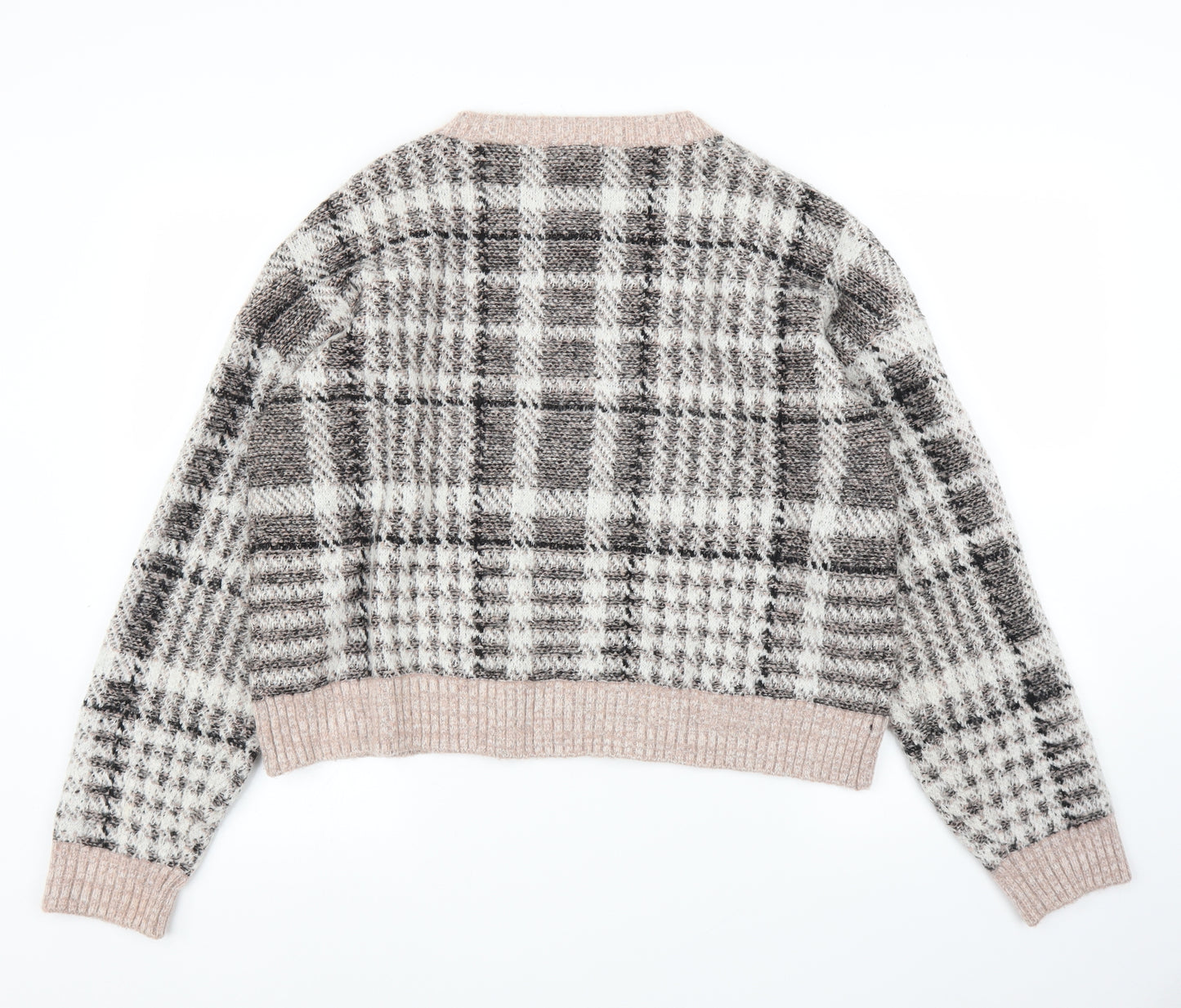 New Look Womens Pink Plaid  Pullover Jumper Size L