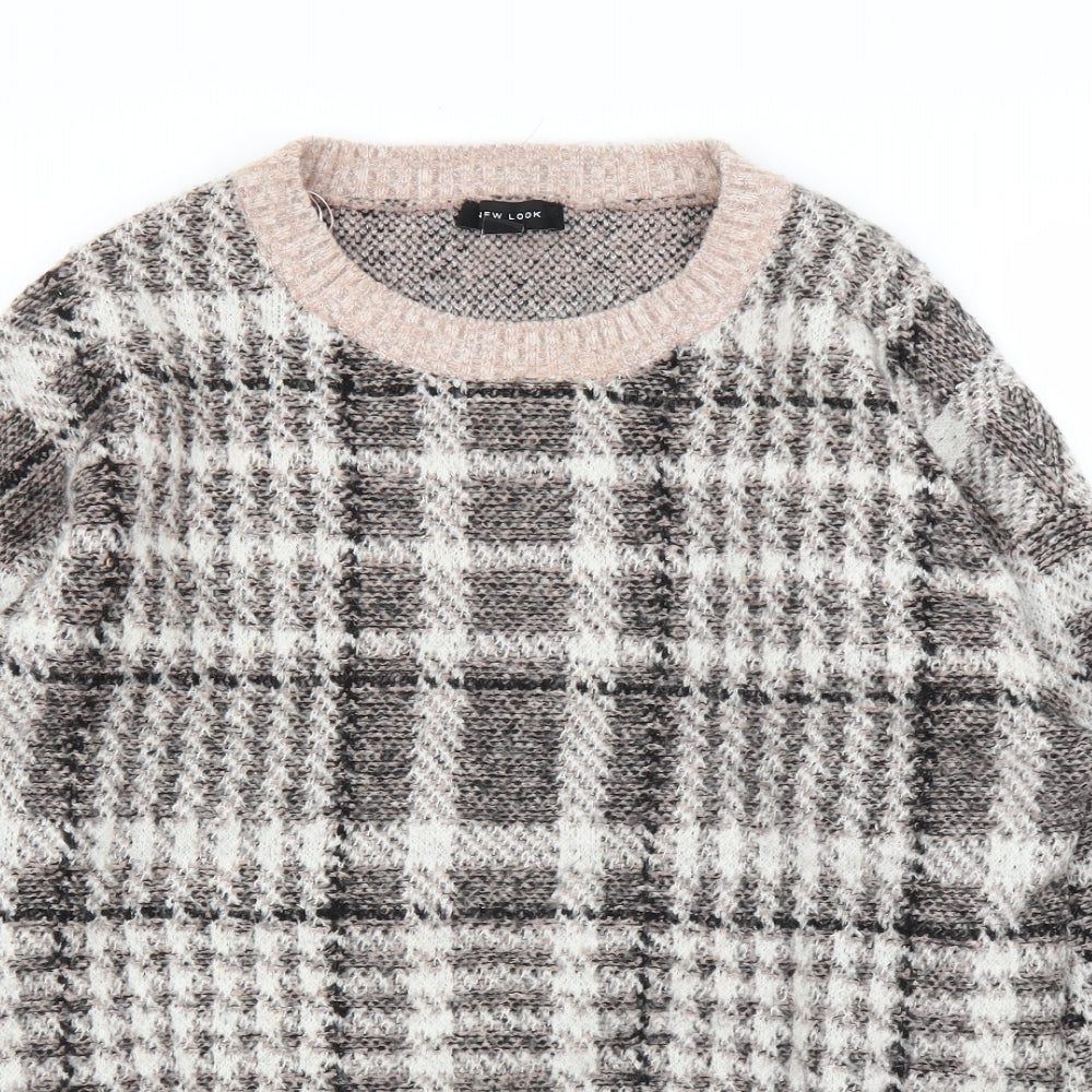 New Look Womens Pink Plaid  Pullover Jumper Size L