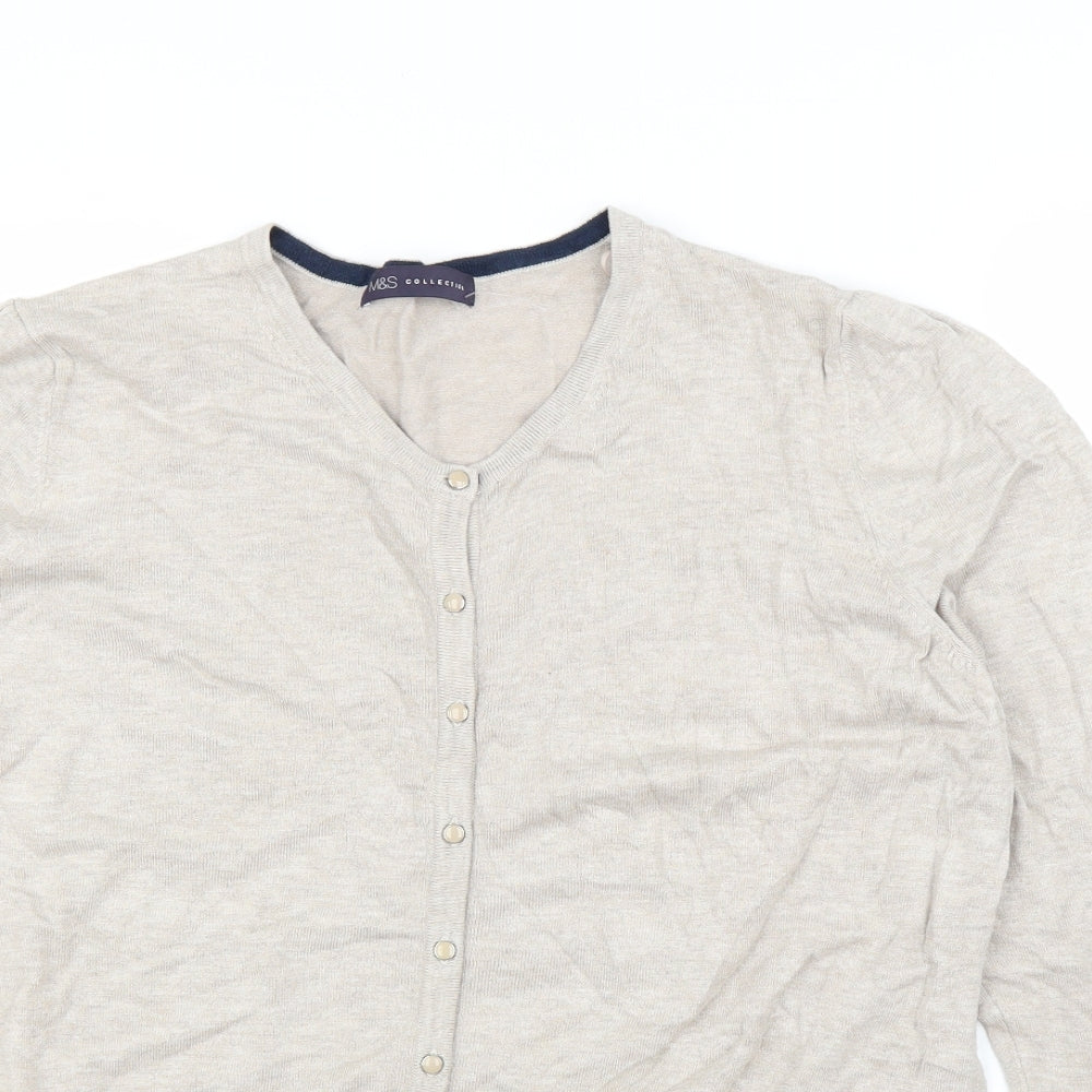M&S Womens Beige   Cardigan Jumper Size 18