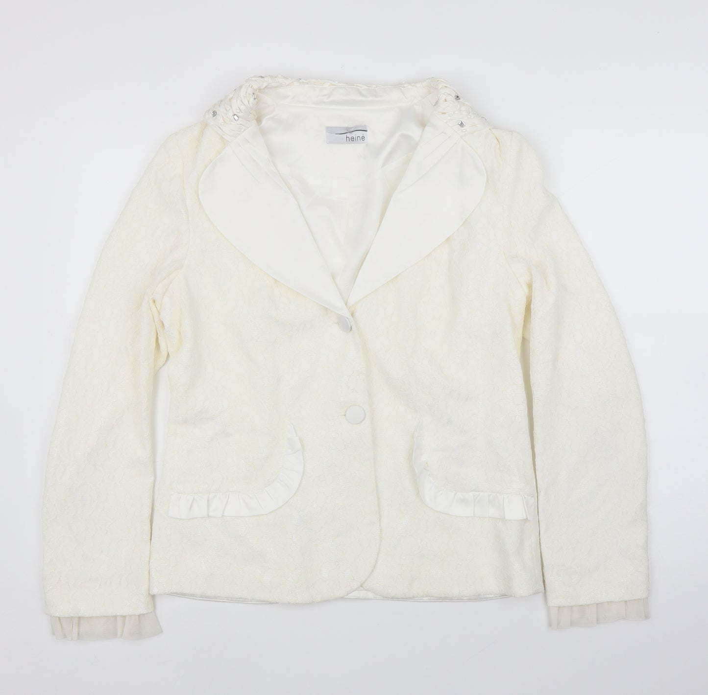 HEINE Womens Ivory Floral  Cardigan Jumper Size 14