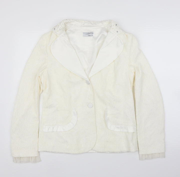 HEINE Womens Ivory Floral  Cardigan Jumper Size 14