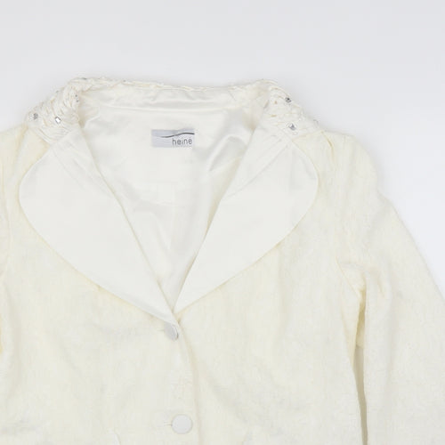 HEINE Womens Ivory Floral  Cardigan Jumper Size 14