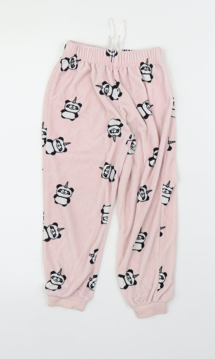 Peacocks Girls Pink Solid  Capri Pyjama Pants Size 5-6 Years  - Panda