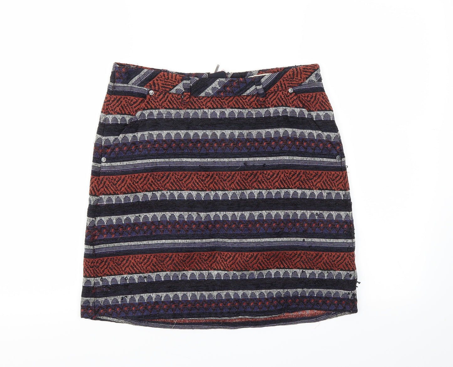 M&S Womens Blue Argyle/Diamond  A-Line Skirt Size 8