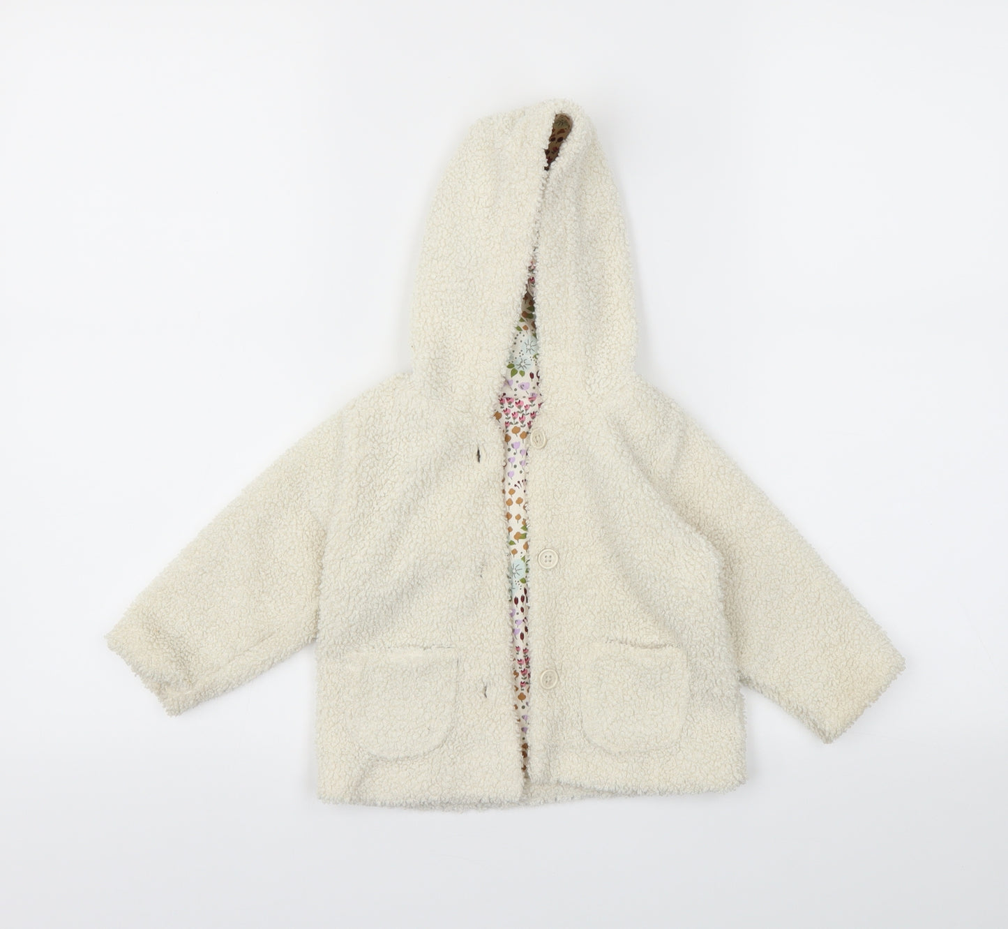 M&S Girls Ivory Animal Print  Basic Jacket Jacket Size 12 Months