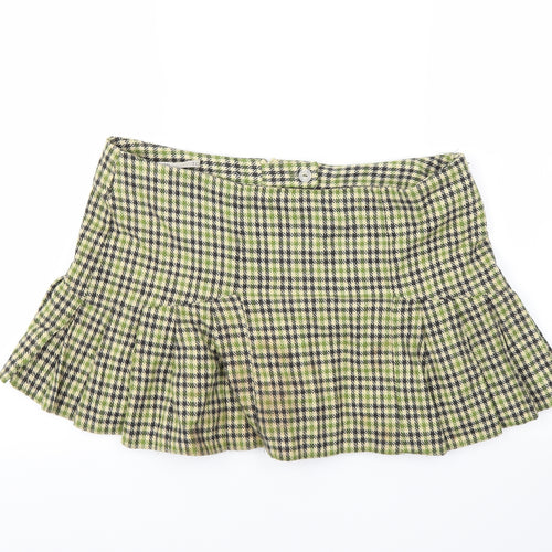 Topshop Womens Green Check  Flare Skirt Size 12