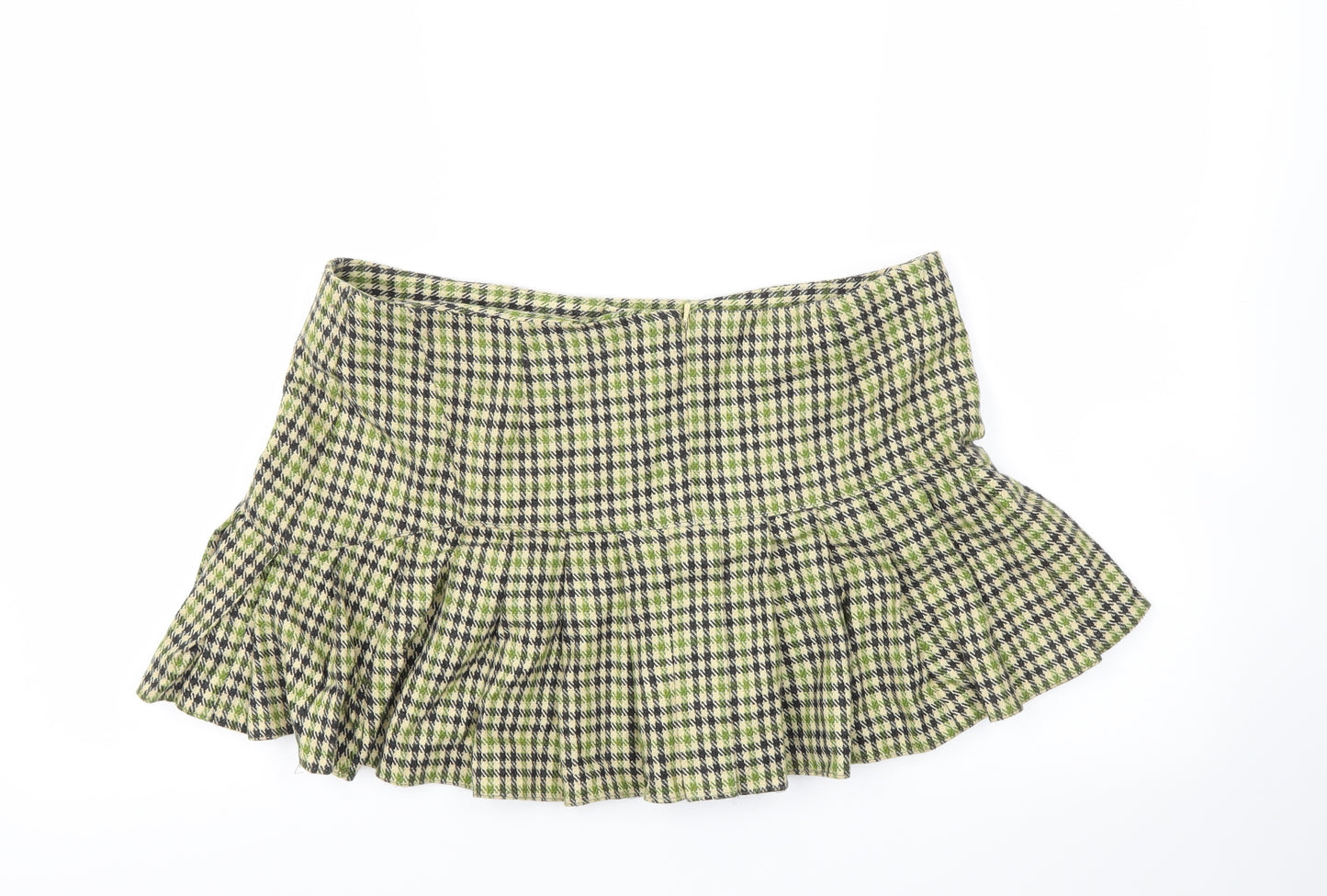 Topshop Womens Green Check  Flare Skirt Size 12