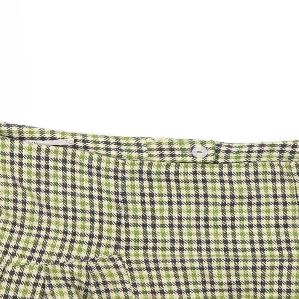 Topshop Womens Green Check  Flare Skirt Size 12