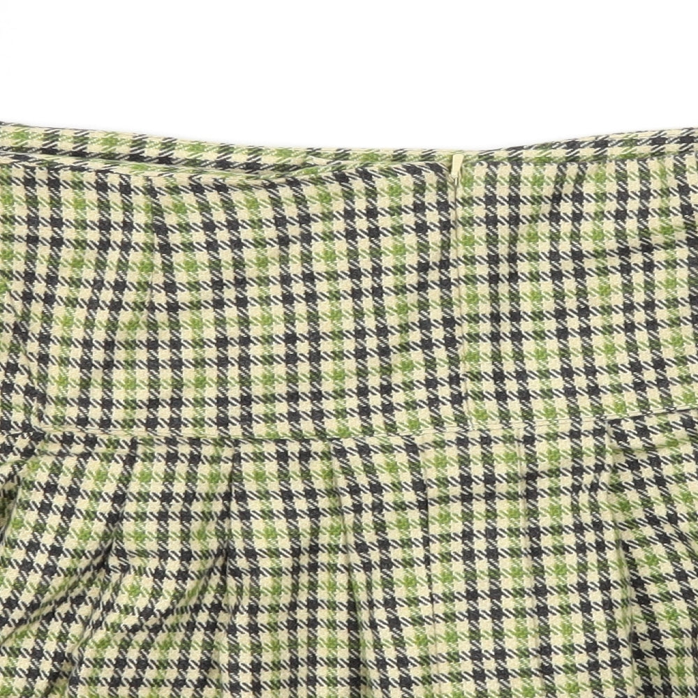 Topshop Womens Green Check  Flare Skirt Size 12