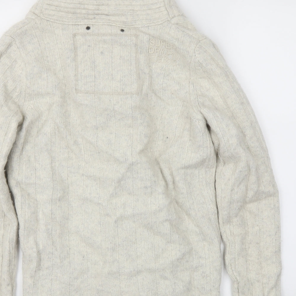 Superdry Mens Ivory   Cardigan Sweatshirt Size L