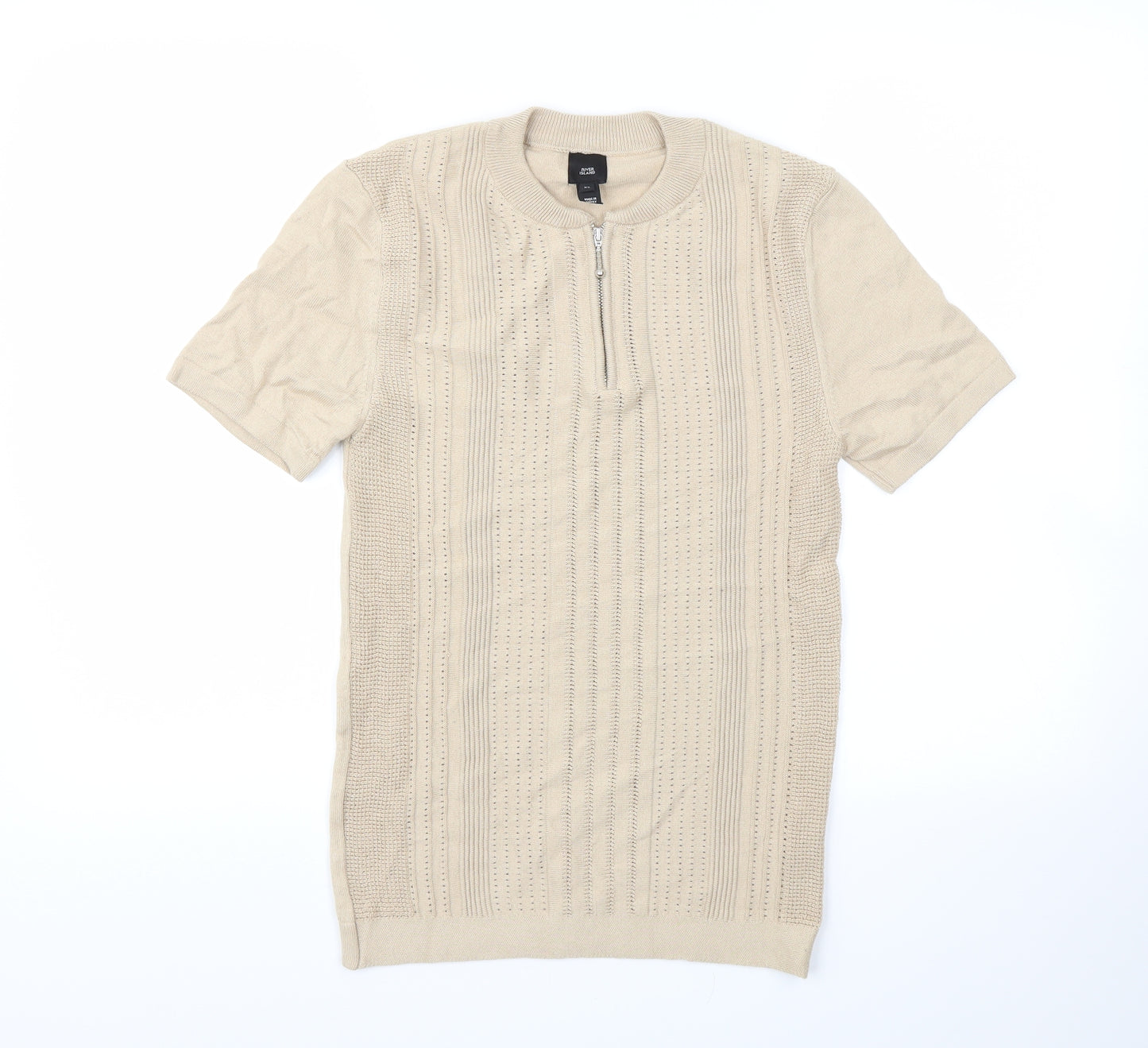 River Island Mens Beige    T-Shirt Size XS