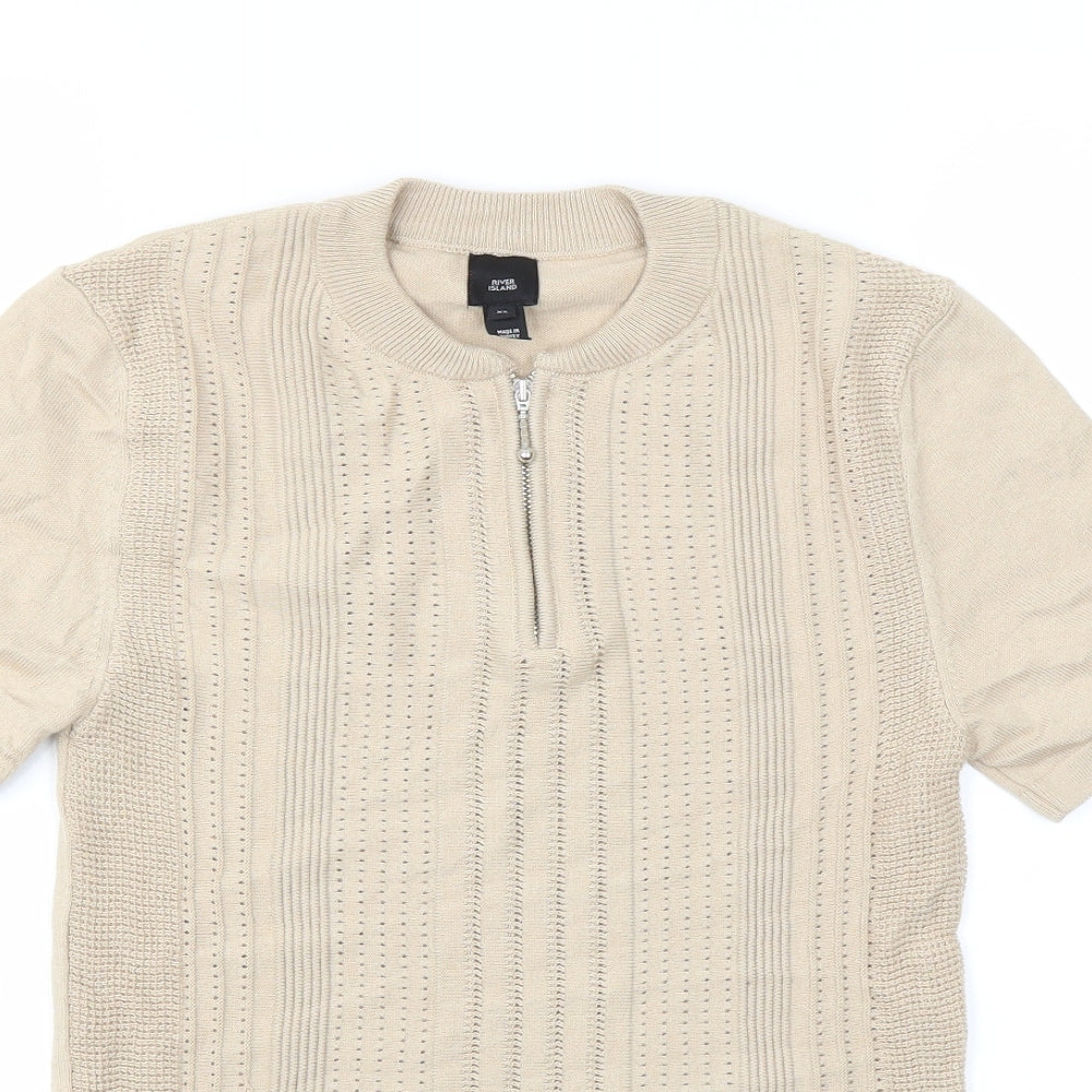 River Island Mens Beige    T-Shirt Size XS