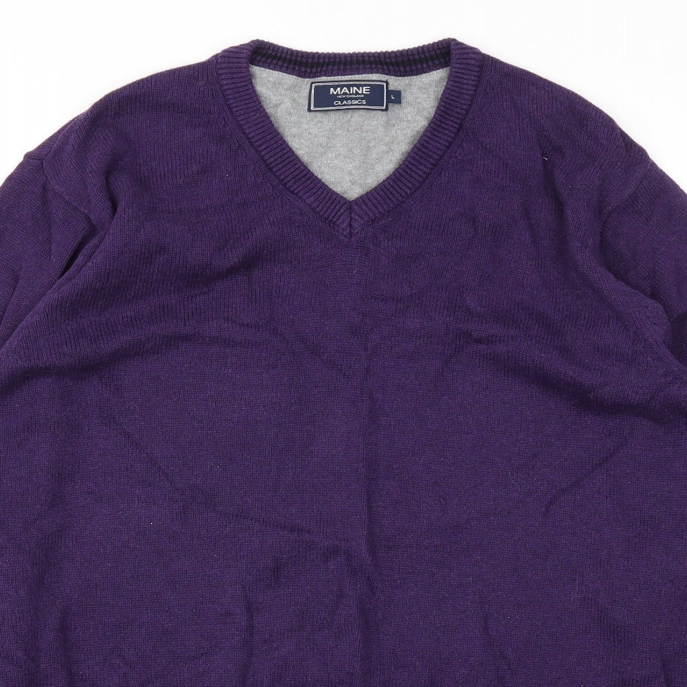 Maine Mens Purple   Pullover Sweatshirt Size L