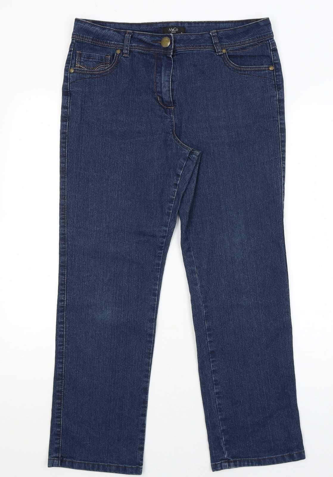 M&Co Womens Blue   Straight Jeans Size 14 L27 in