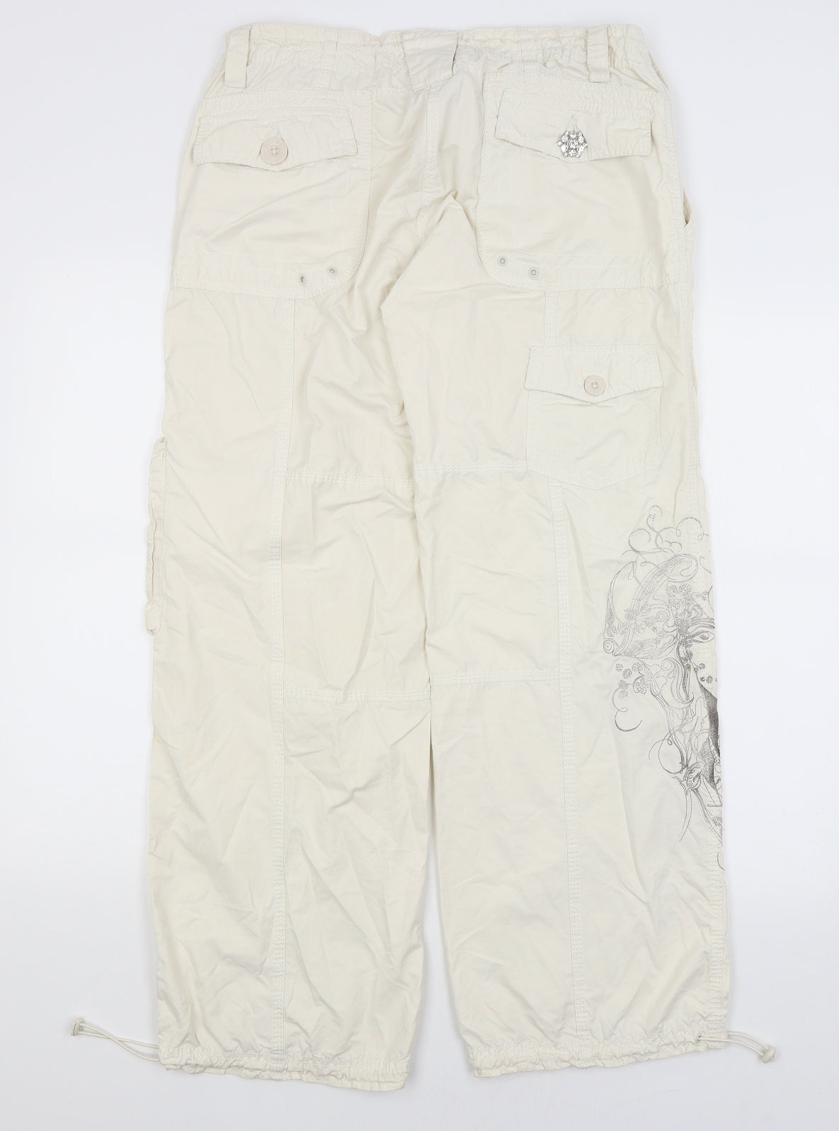 River Island Womens White   Cargo Trousers Size 14 L30 in