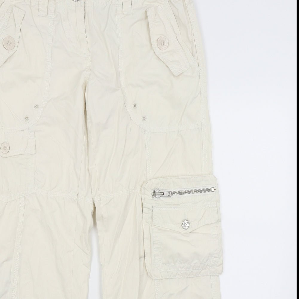 River Island Womens White   Cargo Trousers Size 14 L30 in