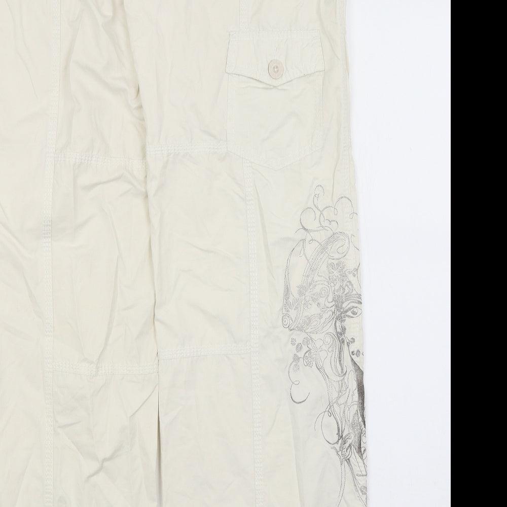River Island Womens White   Cargo Trousers Size 14 L30 in