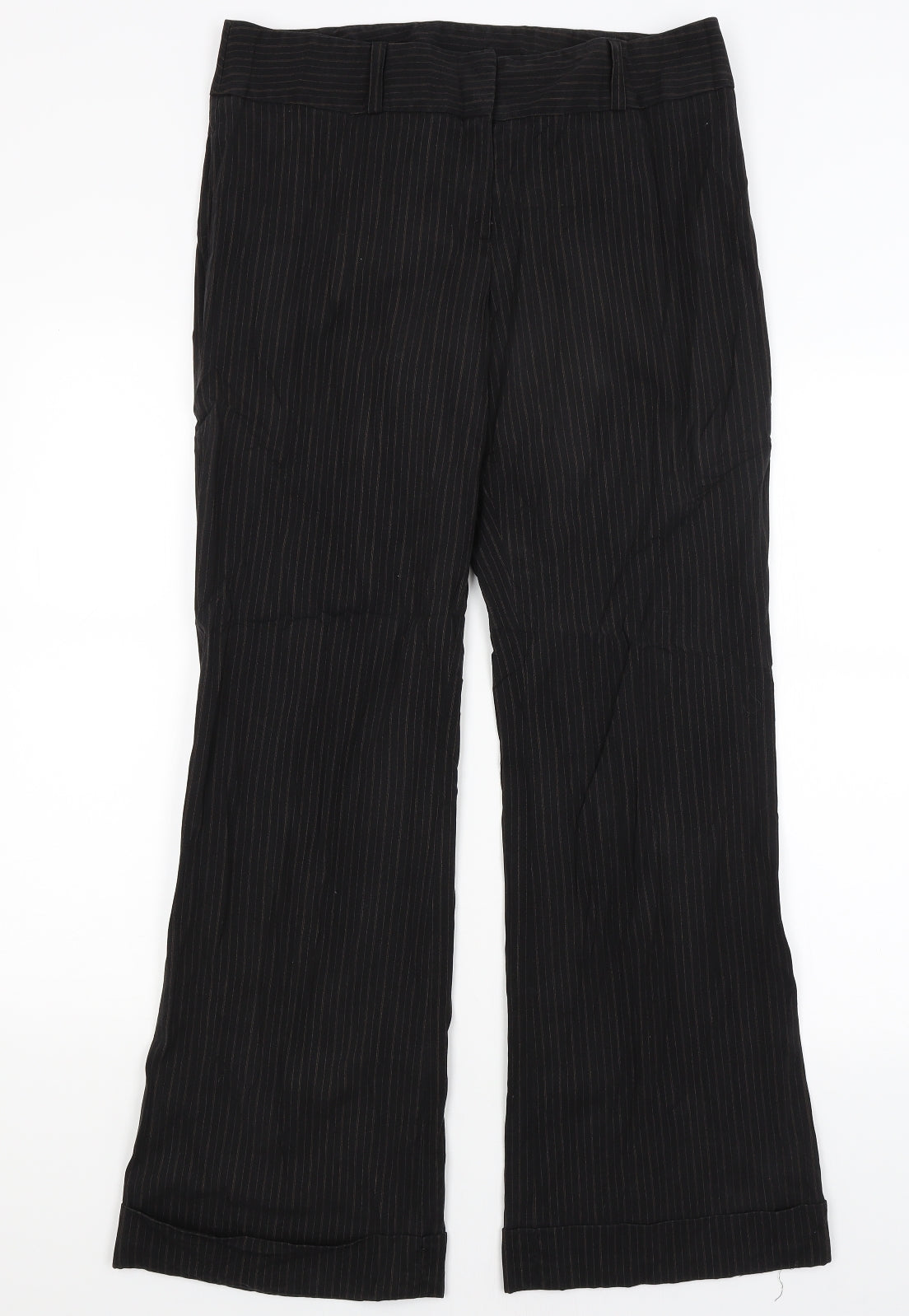 Dorothy Perkins Womens Black Striped  Dress Pants Trousers Size 14 L30 in