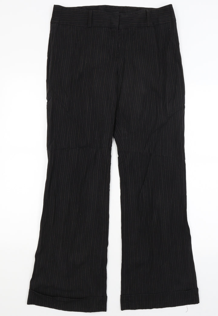 Dorothy Perkins Womens Black Striped  Dress Pants Trousers Size 14 L30 in