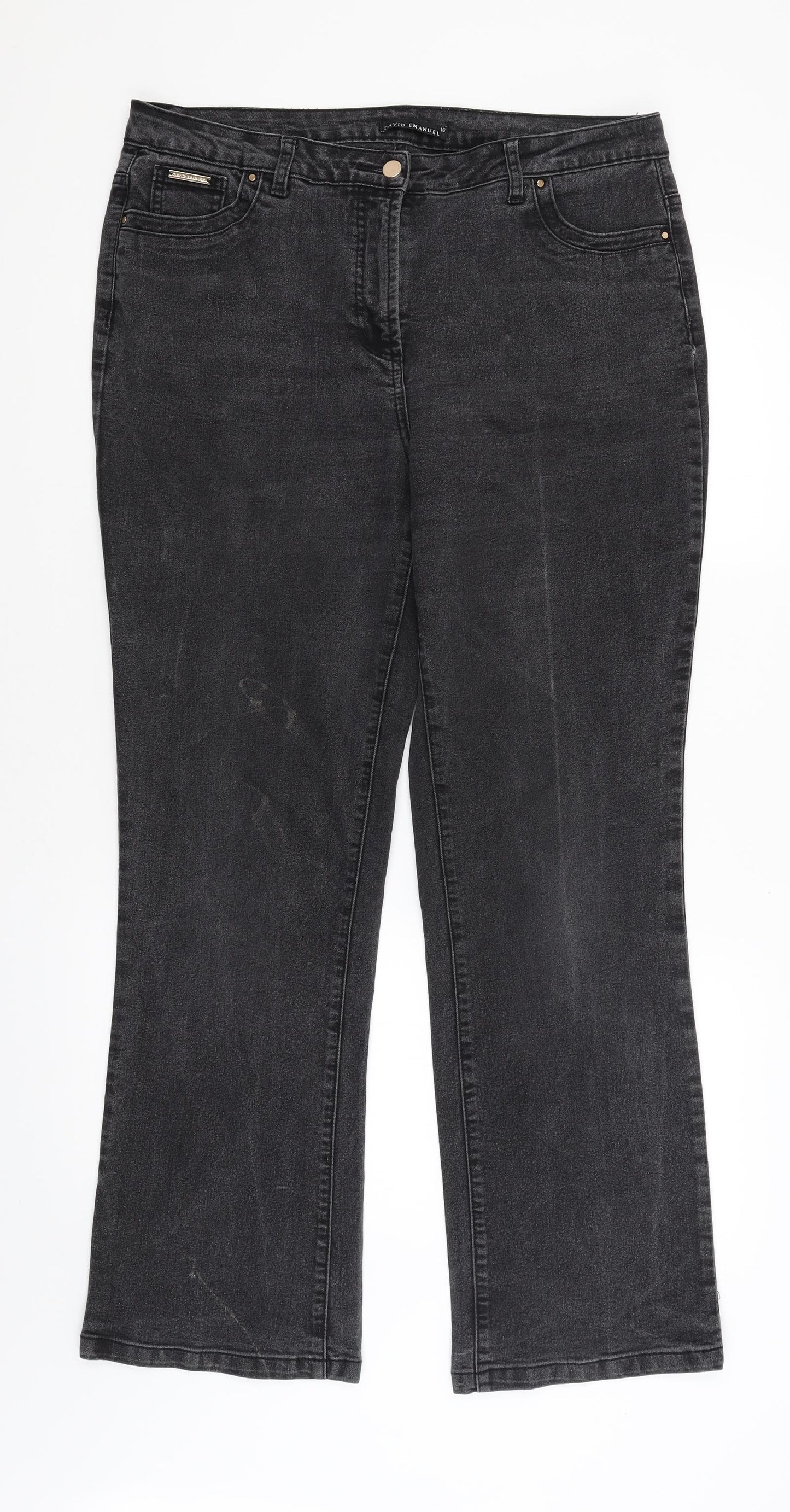 David Emanuel Womens Grey   Bootcut Jeans Size 16 L30 in
