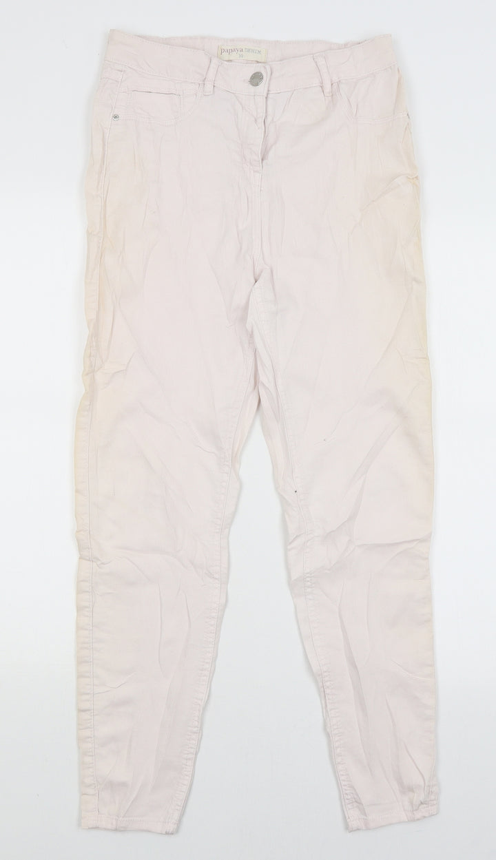 Papaya Womens Ivory Skinny Jeans Size 10 L26 in