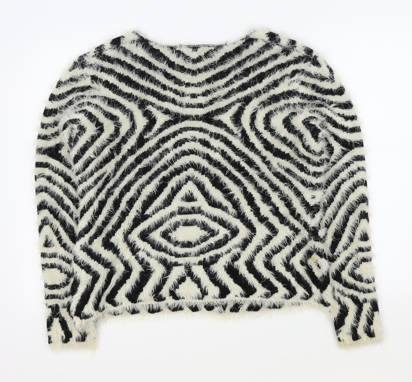 Roman Womens Black Geometric  Cardigan Jumper Size 18