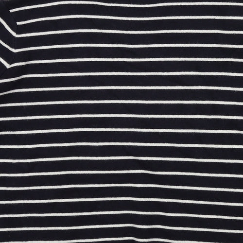 M&S Womens Blue Striped  Pullover Jumper Size 14  - button detail on shoulder
