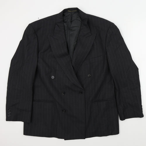 M&S Mens Grey Striped  Jacket Suit Jacket Size 44