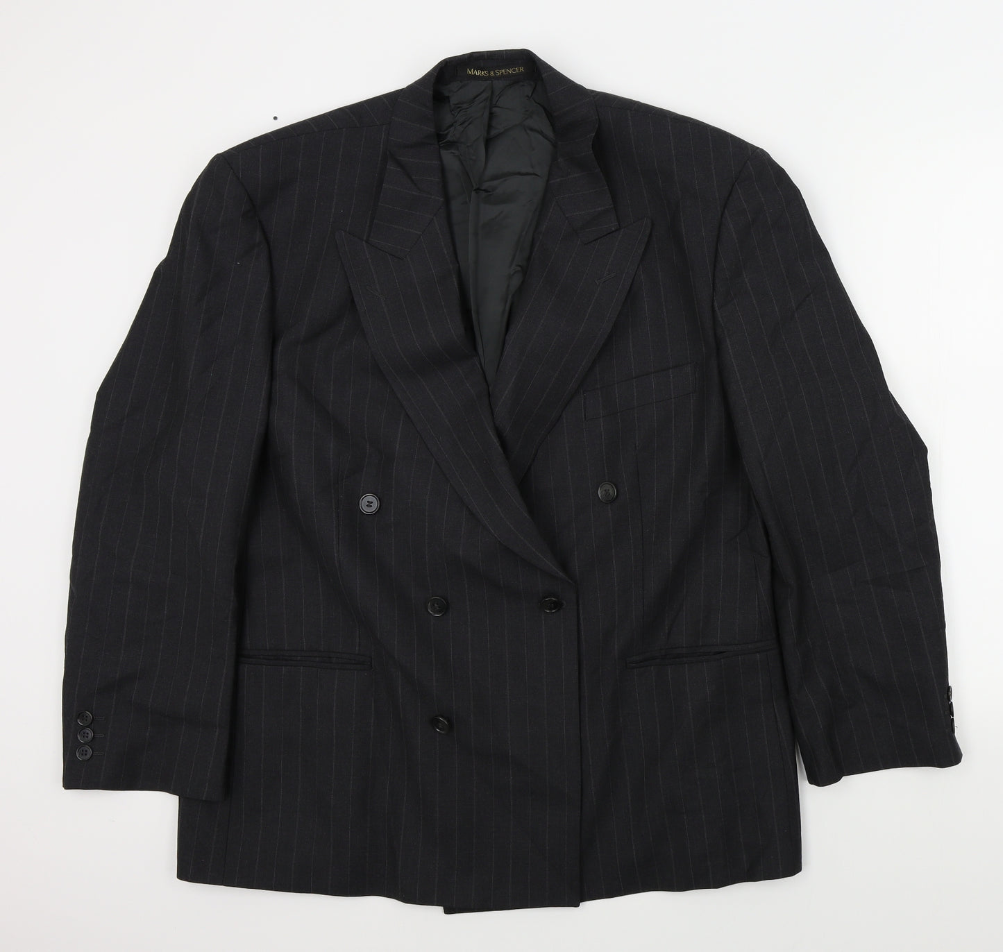 M&S Mens Grey Striped  Jacket Suit Jacket Size 44