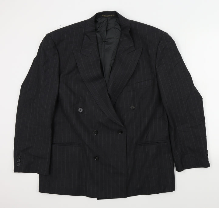 M&S Mens Grey Striped  Jacket Suit Jacket Size 44