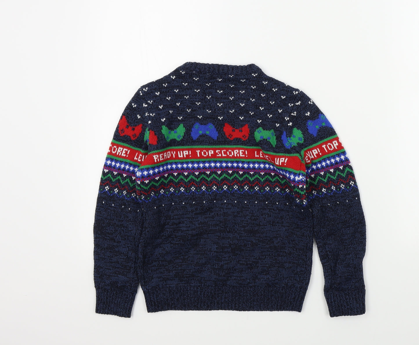 F&F Boys Multicoloured Geometric  Pullover Jumper Size 7 Years  - Christmas jumper