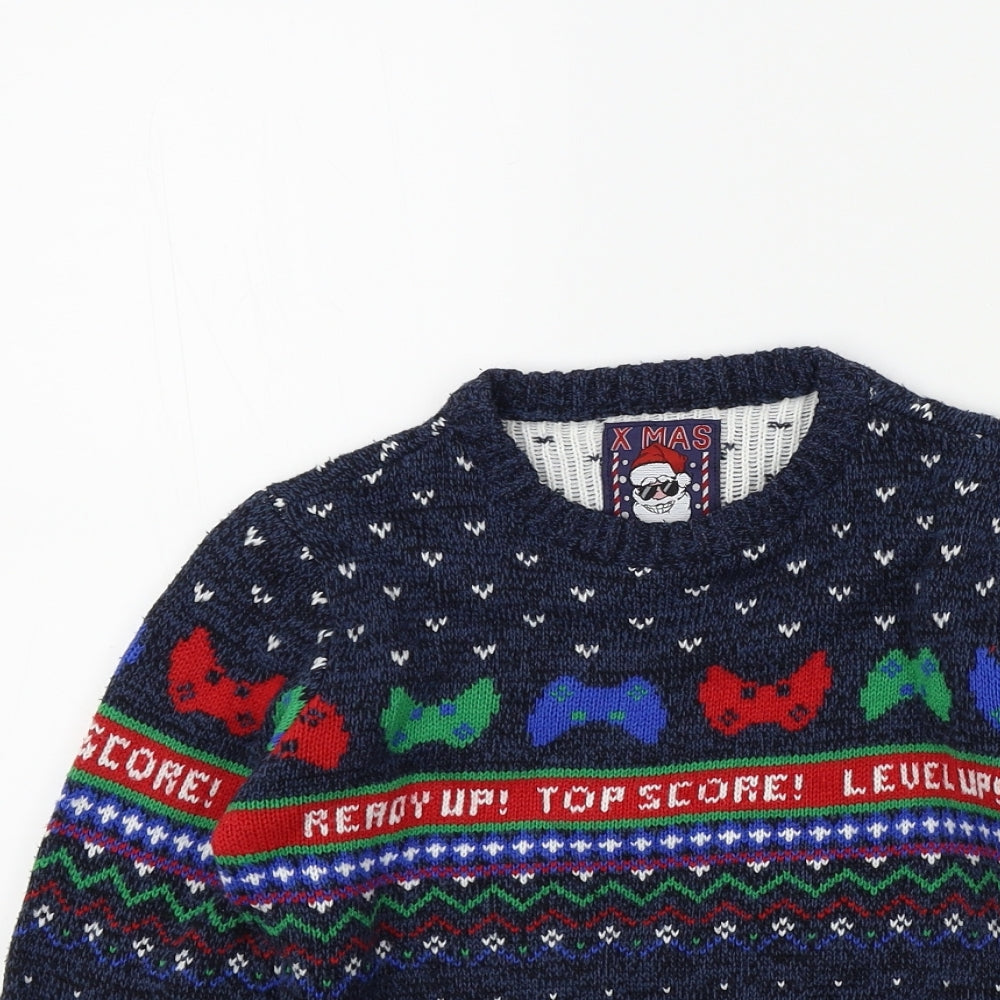 F&F Boys Multicoloured Geometric  Pullover Jumper Size 7 Years  - Christmas jumper