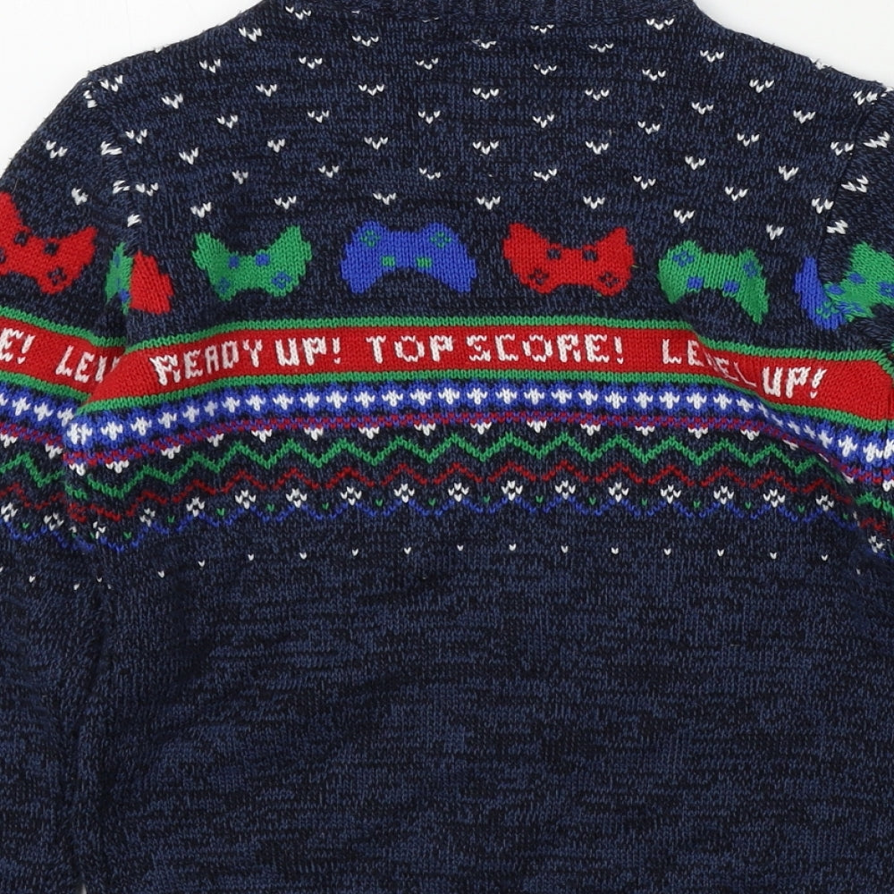 F&F Boys Multicoloured Geometric  Pullover Jumper Size 7 Years  - Christmas jumper