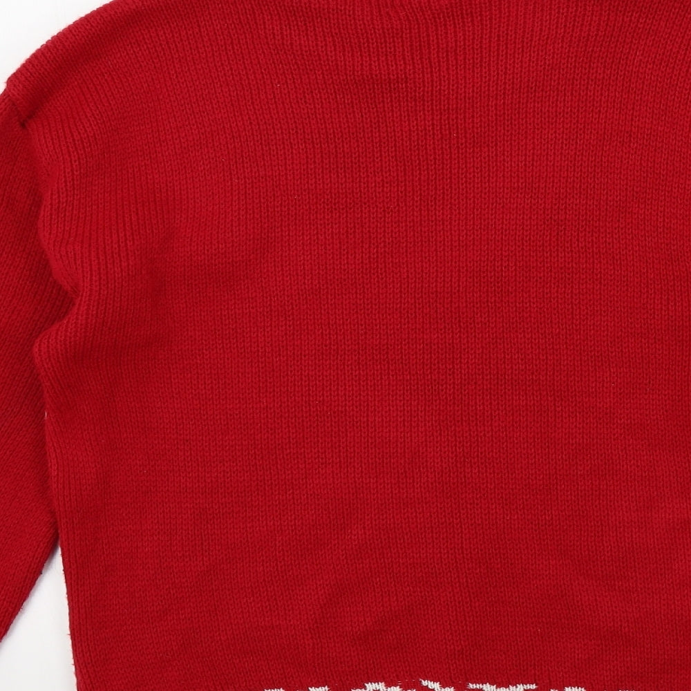 bina Womens Red Geometric  Pullover Jumper Size M  - Christmas jumper