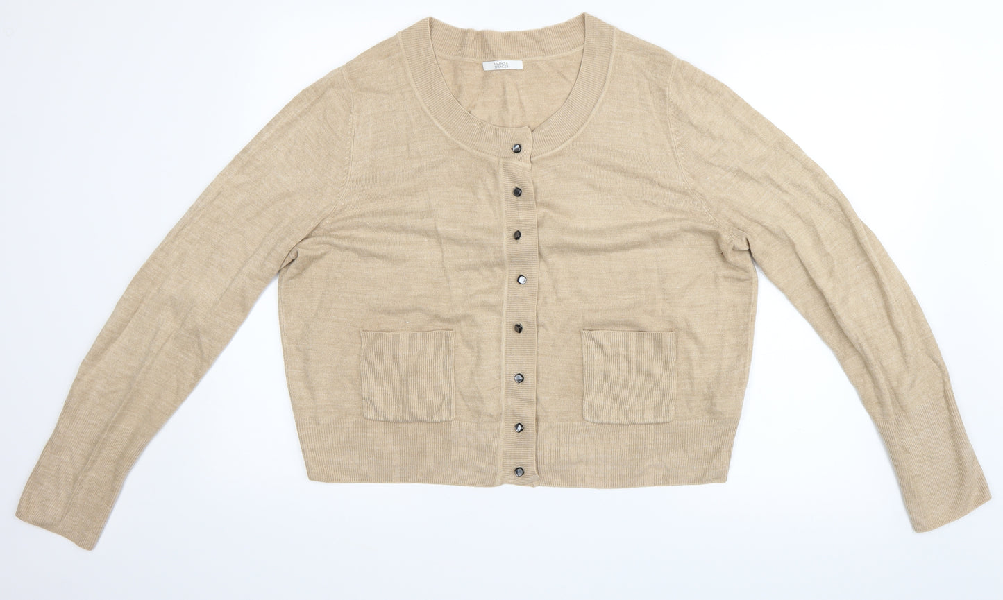 Marks and Spencer Womens Beige   Cardigan Jumper Size 20