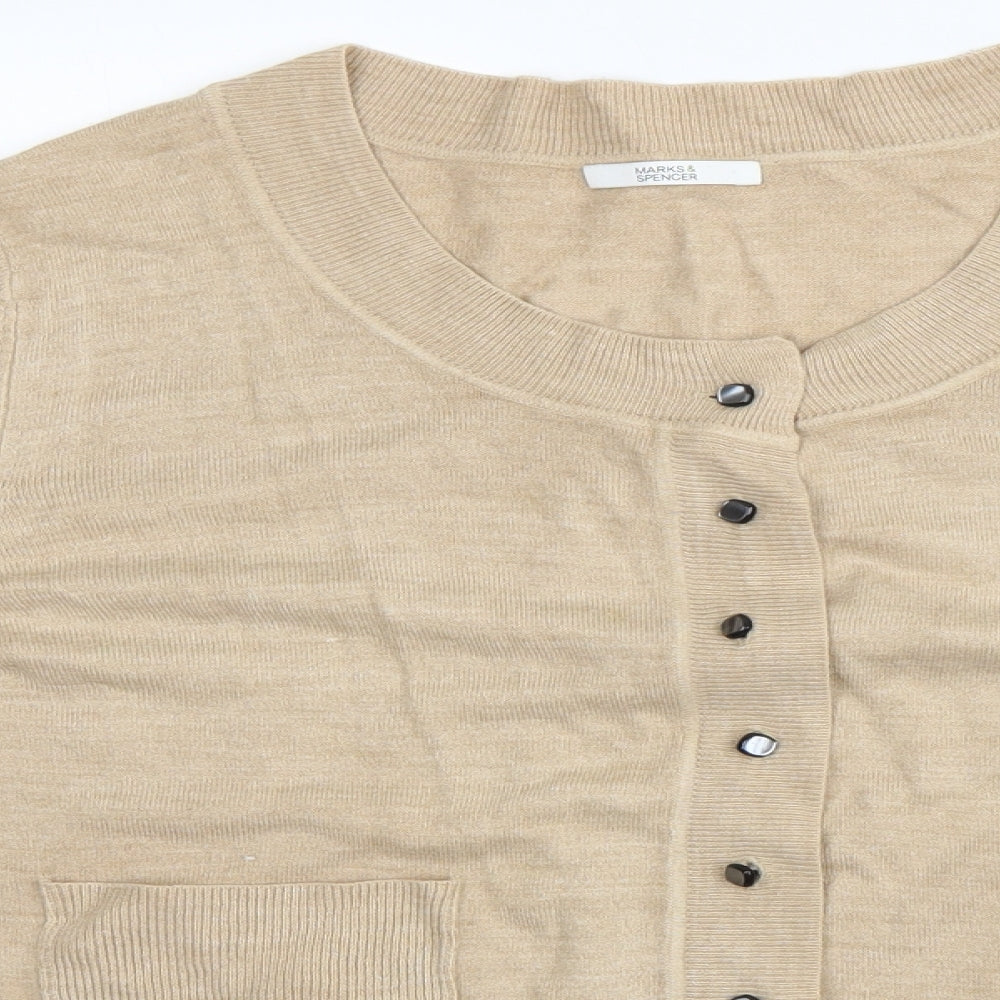 Marks and Spencer Womens Beige   Cardigan Jumper Size 20