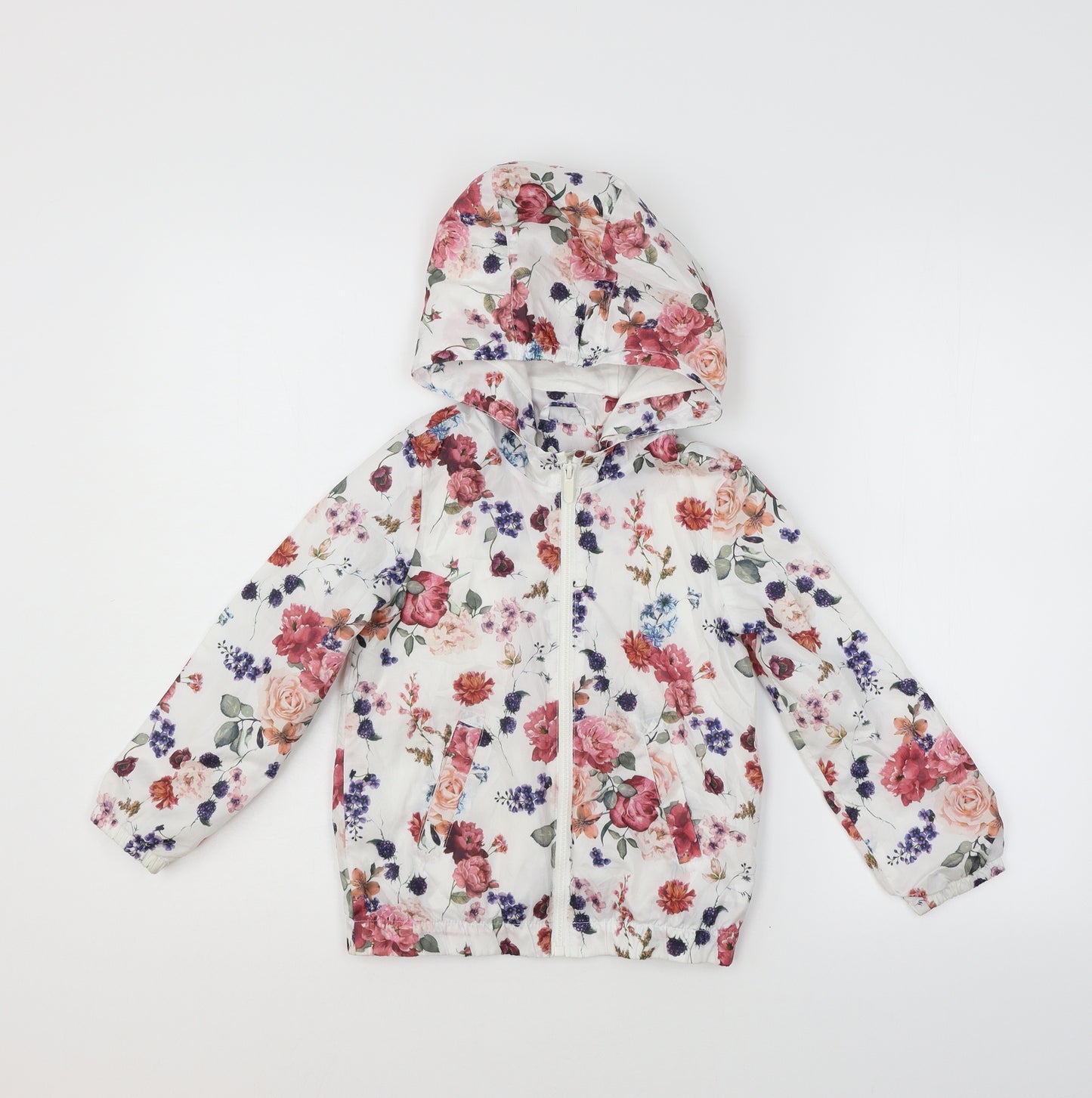 LC Waikiki Girls White Floral  Jacket Coat Size 4-5 Years