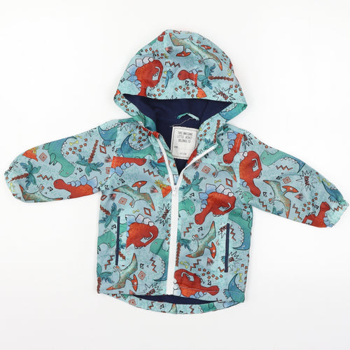 Matalan Boys Blue Geometric  Jacket  Size 6-9 Months  - dinosaur