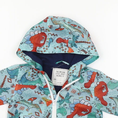 Matalan Boys Blue Geometric  Jacket  Size 6-9 Months  - dinosaur