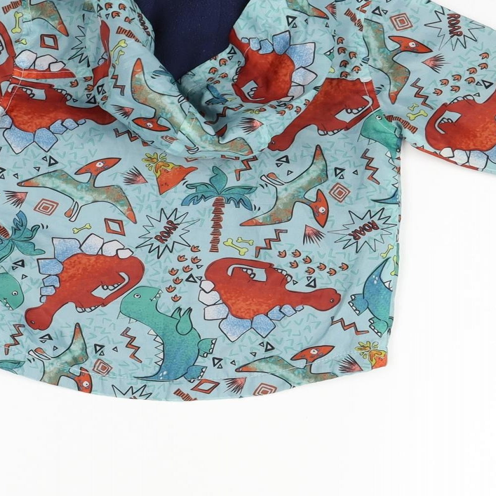Matalan Boys Blue Geometric  Jacket  Size 6-9 Months  - dinosaur