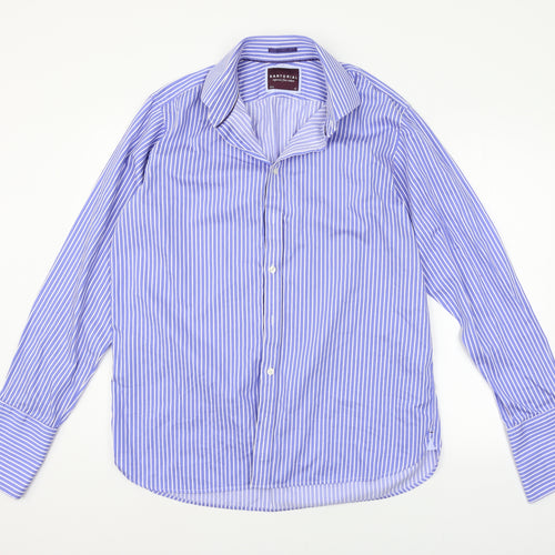 Sartorio Mens Blue Striped   Button-Up Size 16.5