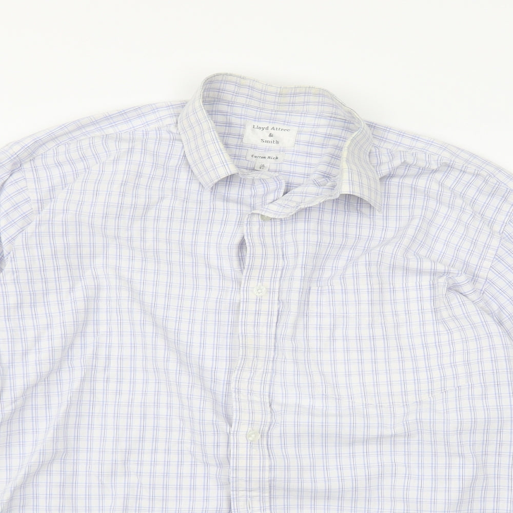 llyod attree & smith Mens Silver Check   Button-Up Size 16  - washable mark