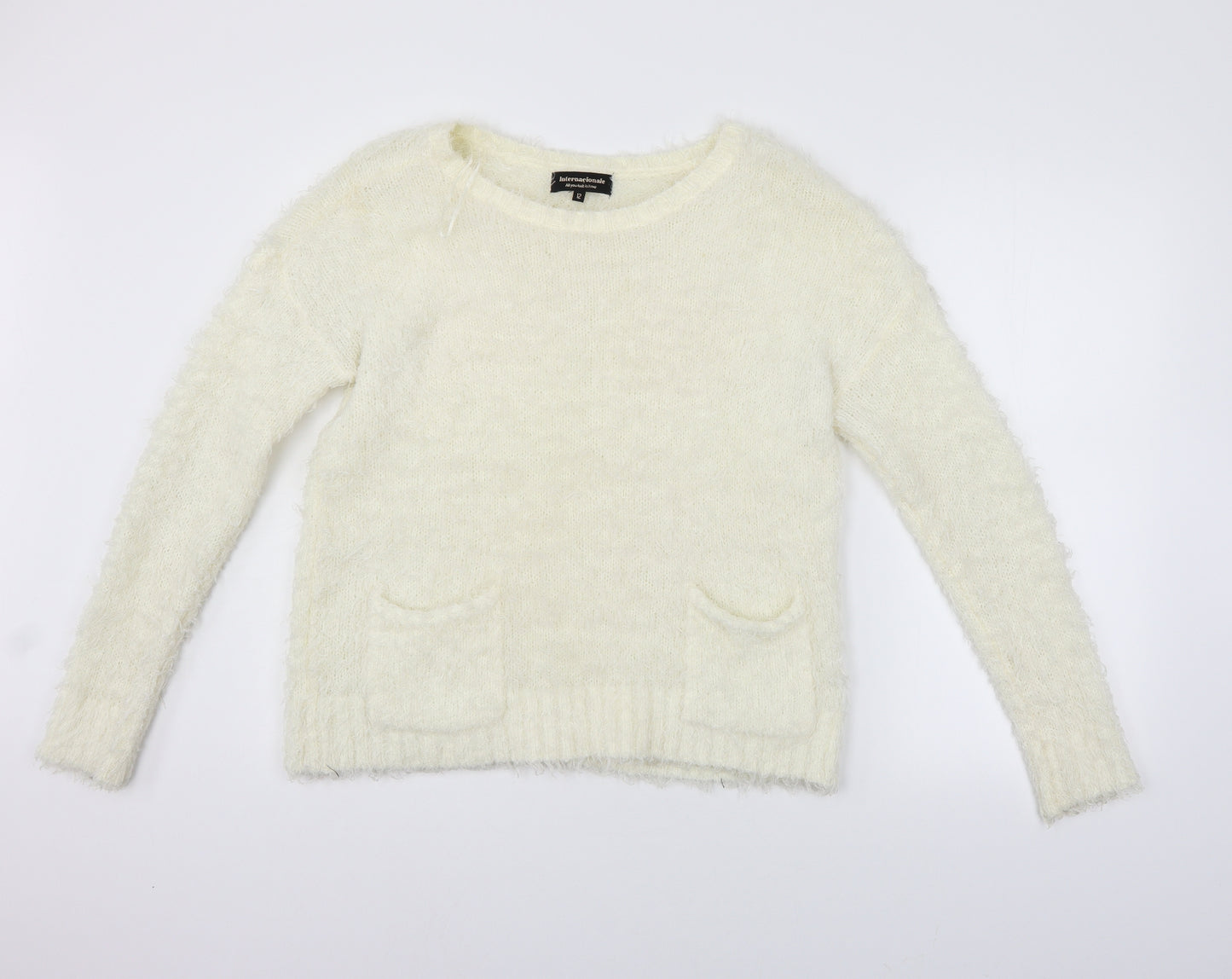 Interationale Womens White   Pullover Jumper Size 12