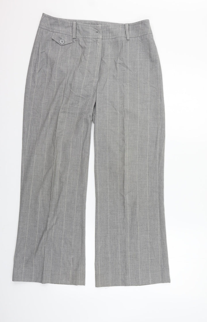 Per Una Womens Grey Houndstooth Trousers Size 14 L27 in