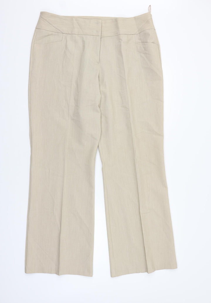 M&Co Womens Beige   Trousers  Size 18 L28 in