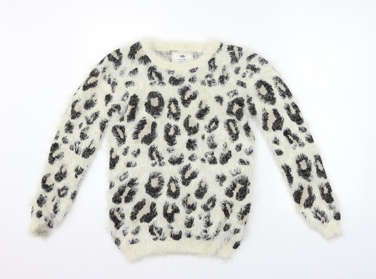 young diviension Girls Beige Animal Print  Pullover Jumper Size 12-13 Years