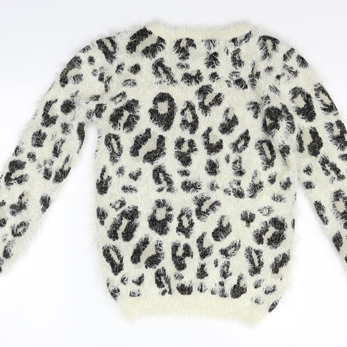 young diviension Girls Beige Animal Print  Pullover Jumper Size 12-13 Years